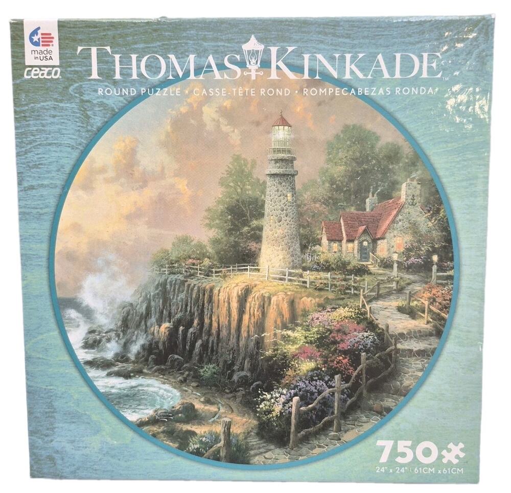 Thomas Kinkade Light of Peace 750-Piece Round Puzzle Ceaco Complete